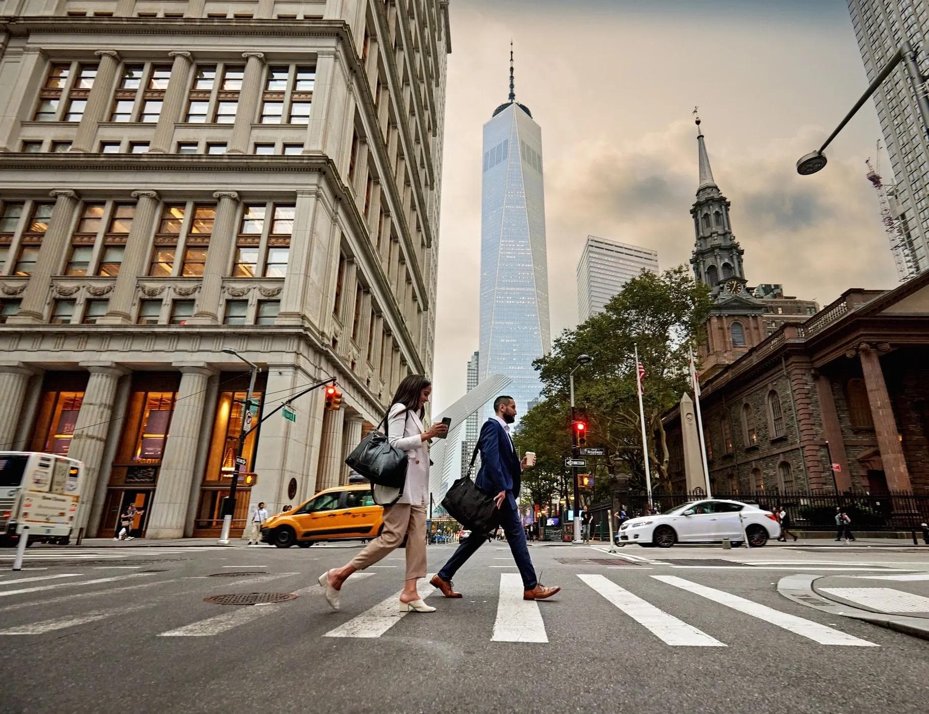 Pedestrians crossing street