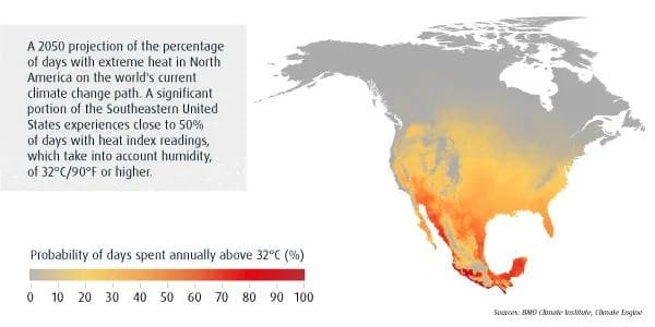 North American extreme heat projections