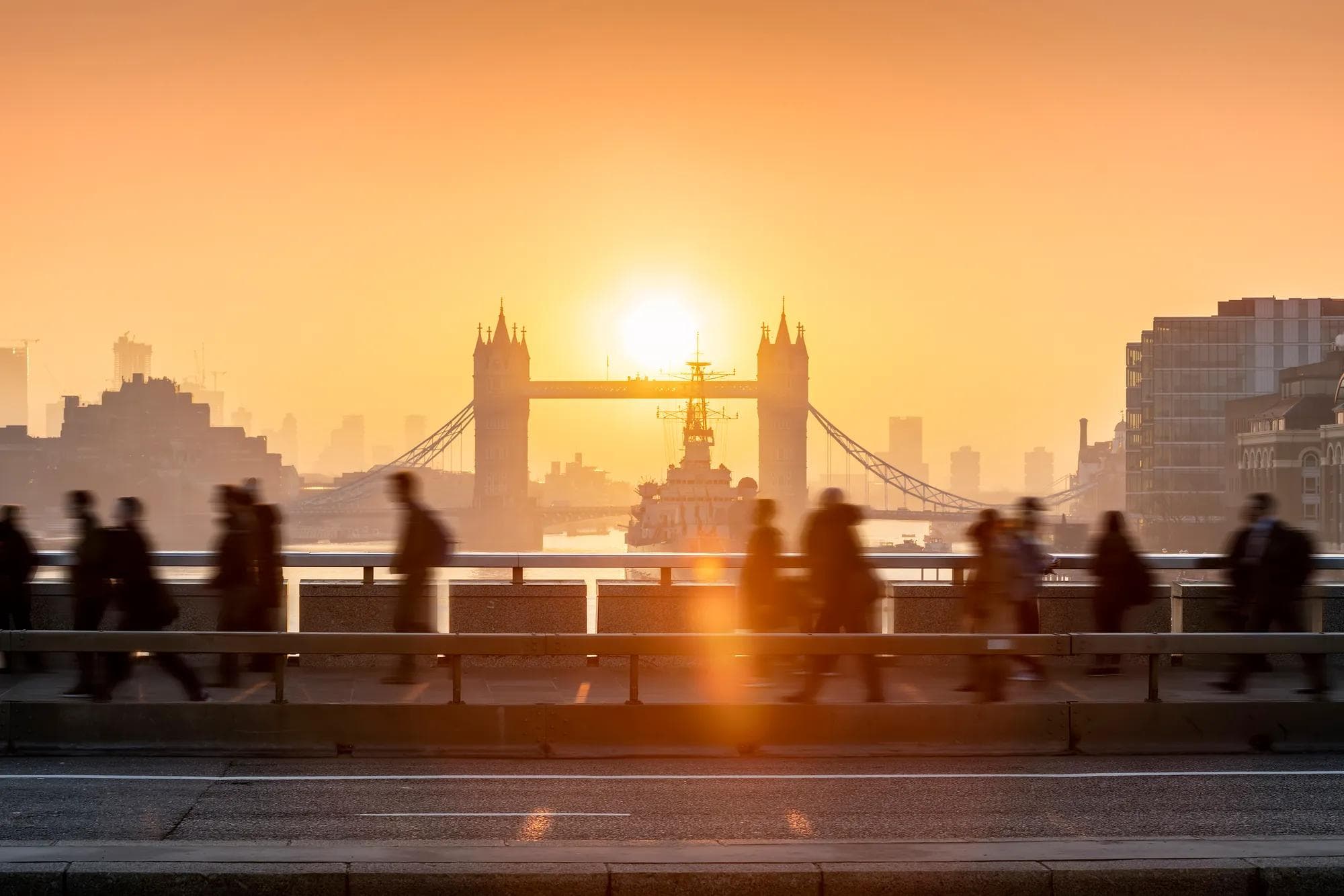 Sunrise over the Tower Bridge in London