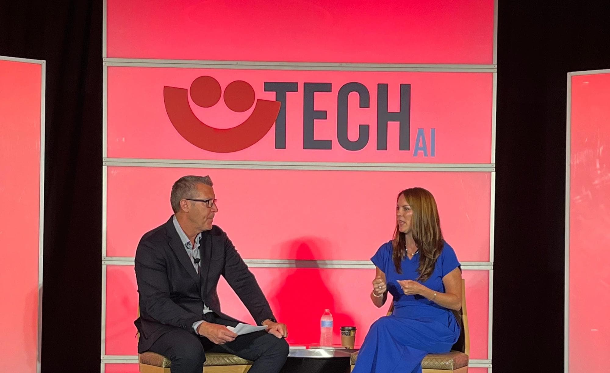 Kristin Milchanowski and Tim Dixon on stage at the Summerfest TechAI 2026 event.