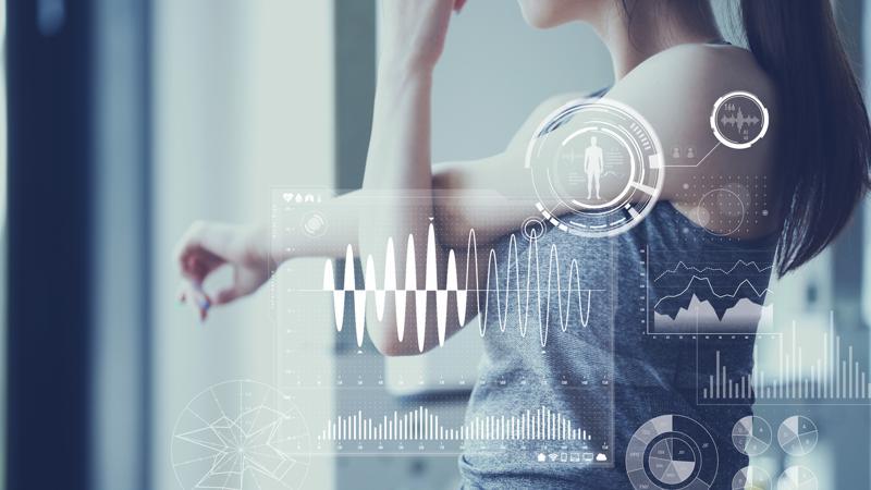 Woman working on with smart textiles