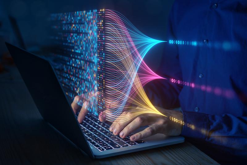 Data science and big data technology. Data scientist computing