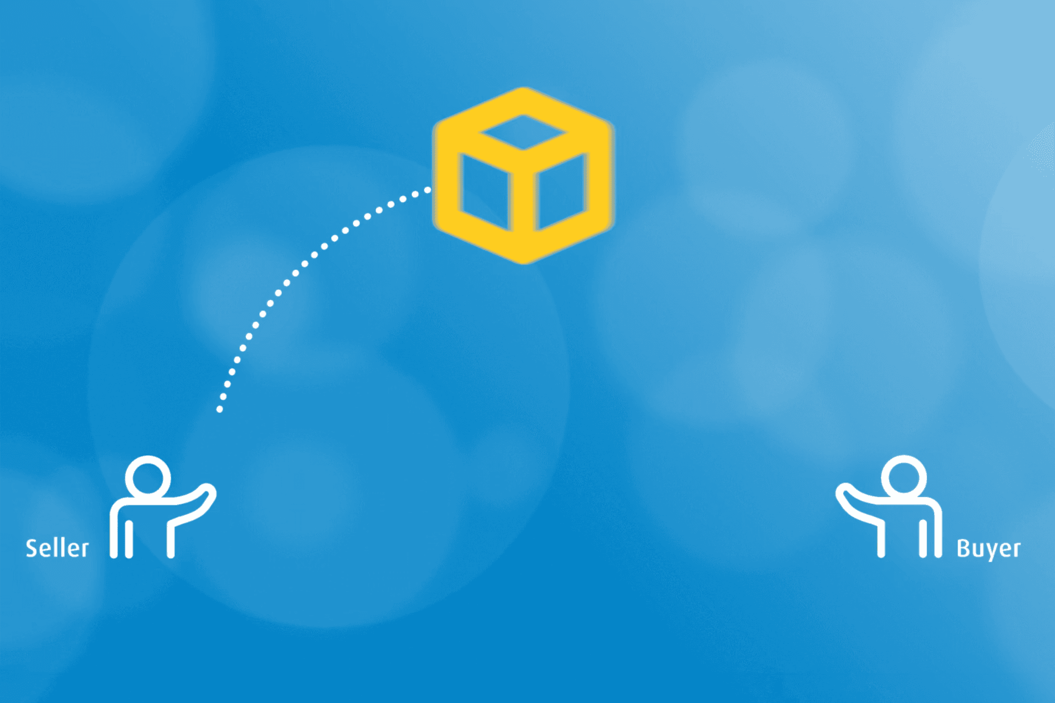 Illustration of a Seller delivering package to a Buyer