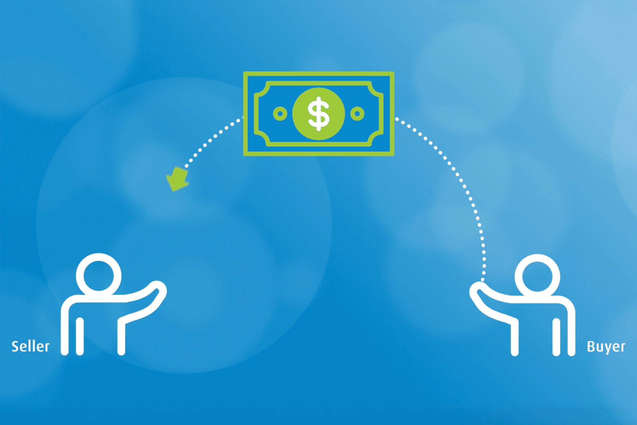 Illustration of a Buyer exchanging money with a Seller