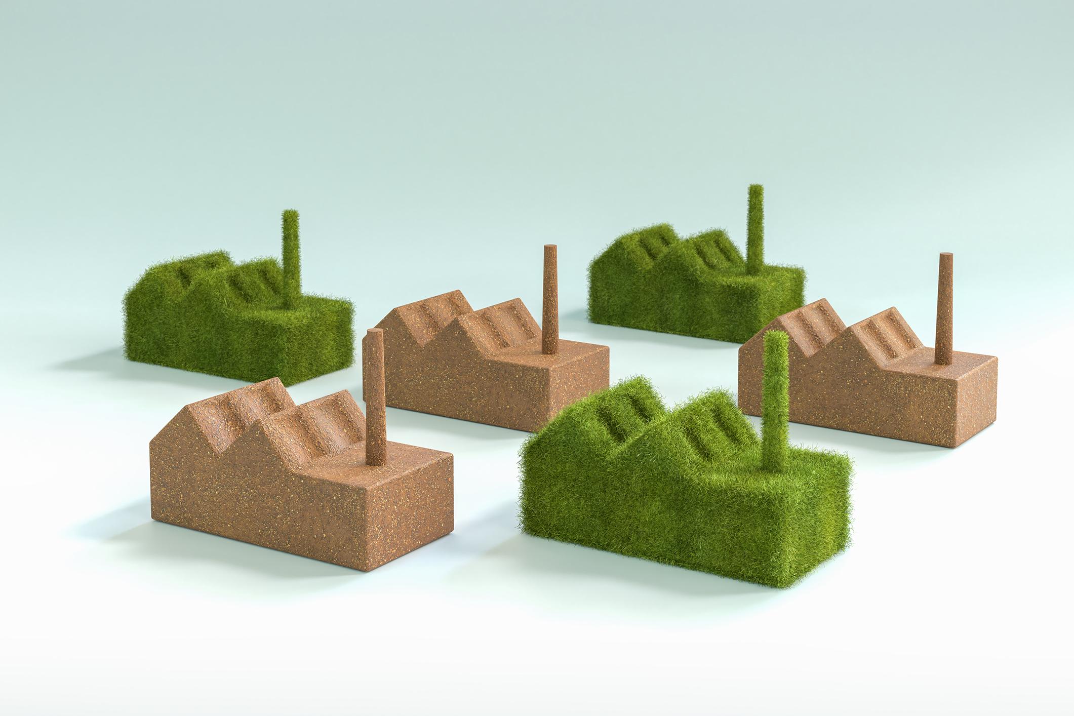 Brick and plant topiary building