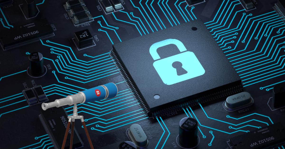 lock icon on a computer chip board