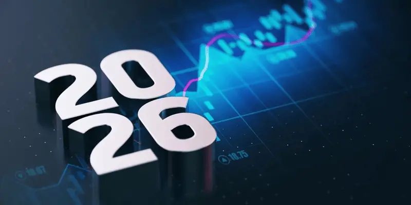 2026 Written Over Financial Chart Background