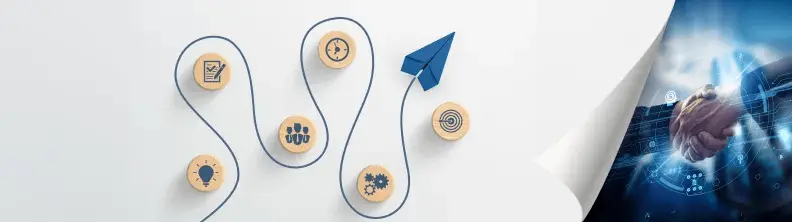 icon illustrated buttons and paper airplane