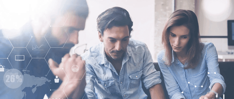 Coworking process in a sunny office.