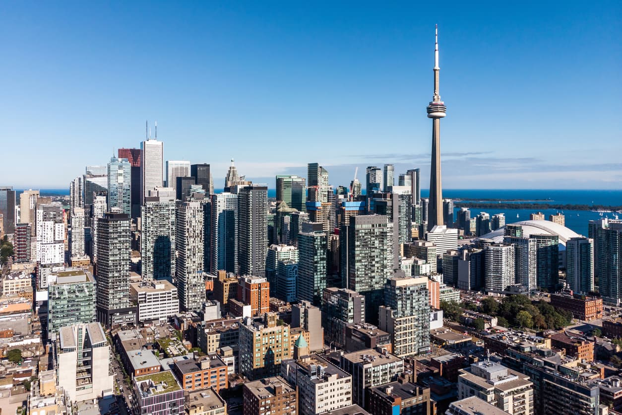 Aerial view of downtown Toronto