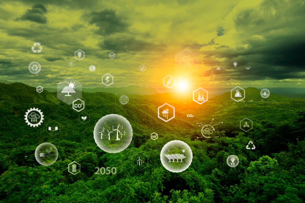 Net zero in 2050, ESG eco concept