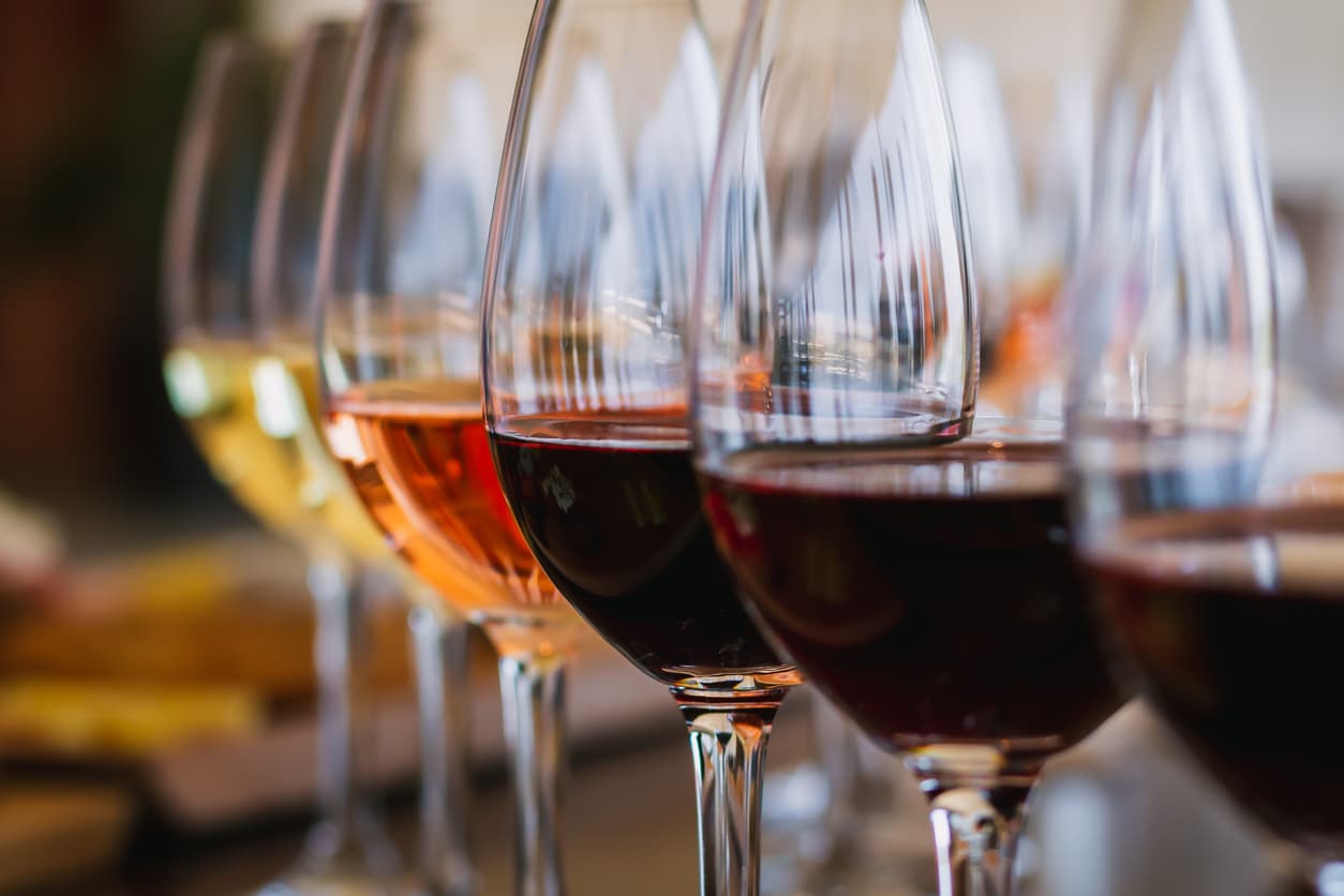 Selection of red and white wines