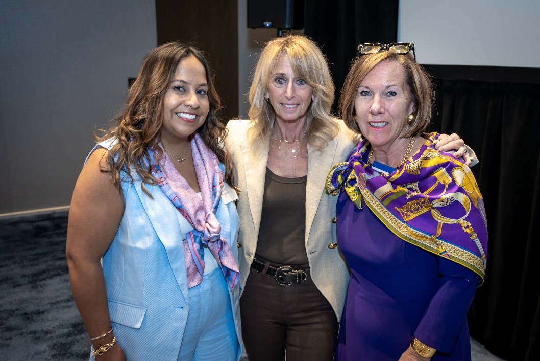 Bonnie Hammer, Vice Chairman, NBCUniversal, poses with Shalini Hanoman Campbell, Managing Director, BMO Capital Markets, and Erica Kuhlmann, Managing Director, Food, Consumer and Agribusiness Group, BMO Commercial Bank. 