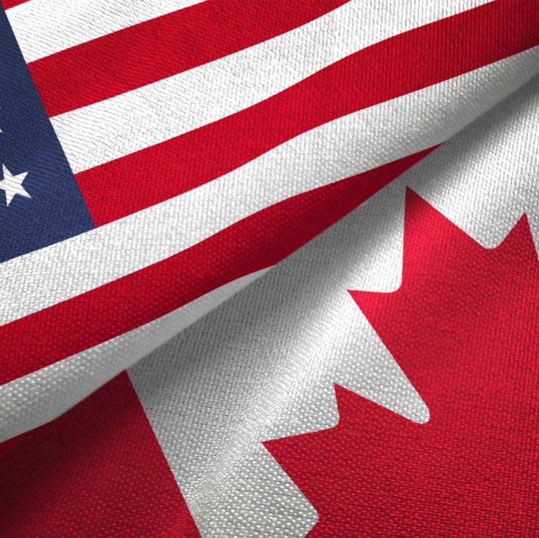 Canada and United States two flags